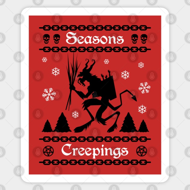 Krampus Ugly Sweater Seasons Creepings Red Sticker by PUFFYP